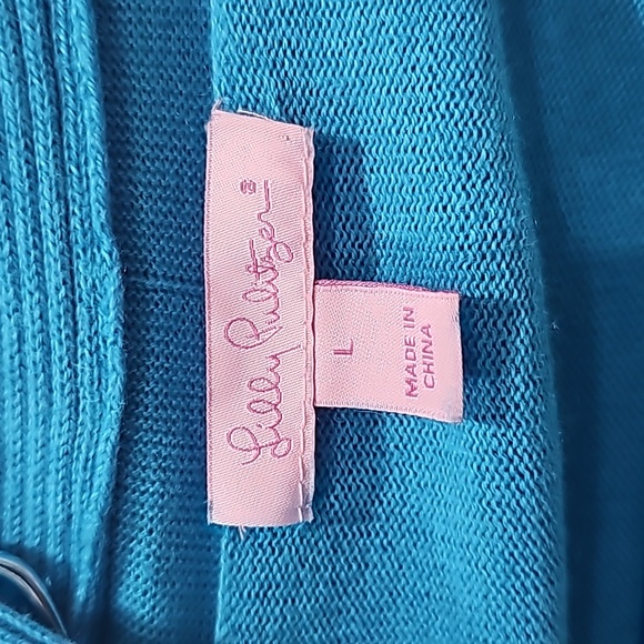 Lilly Pulitzer  Open Cardigan Sweater Turquoise Size L Cashmere blend - Picture 4 of 8